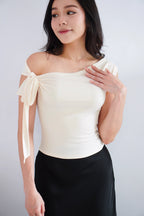 Sriya Toga Ribbon Self Tied Top in Beige