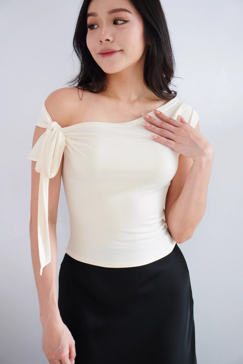 Sriya Toga Ribbon Self Tied Top in Beige