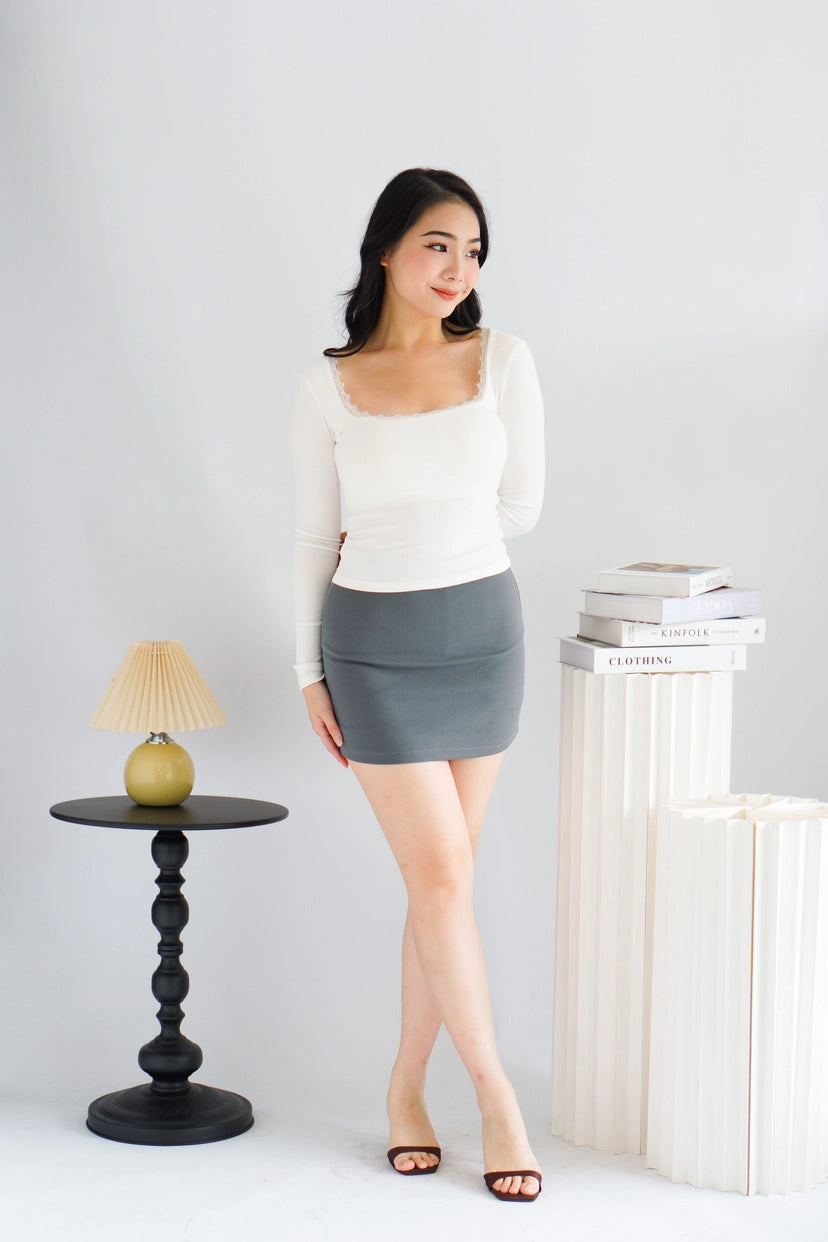 Sybil A-Line Mini Skirt in Grey